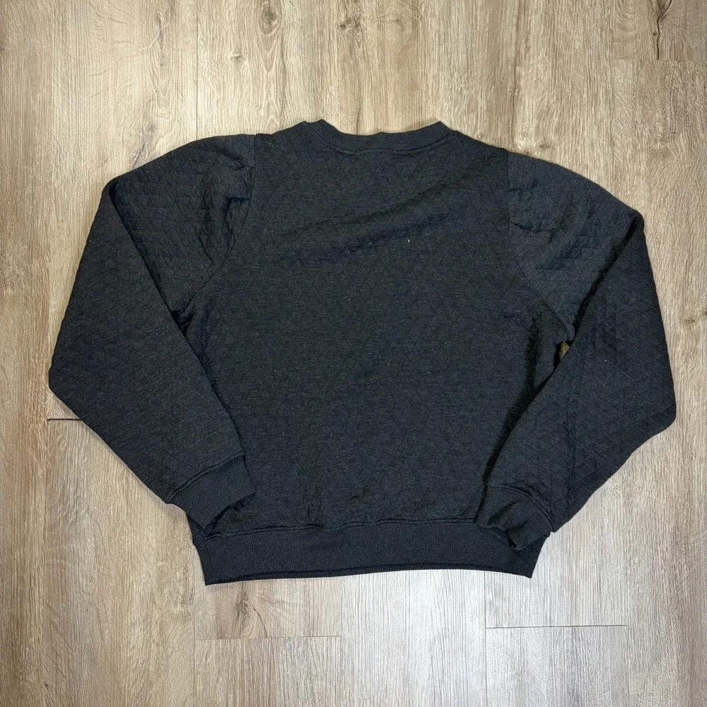 Marine Layer Corbet Quilted Puff Sleeve Crewneck Gray Mens Medium Sweater